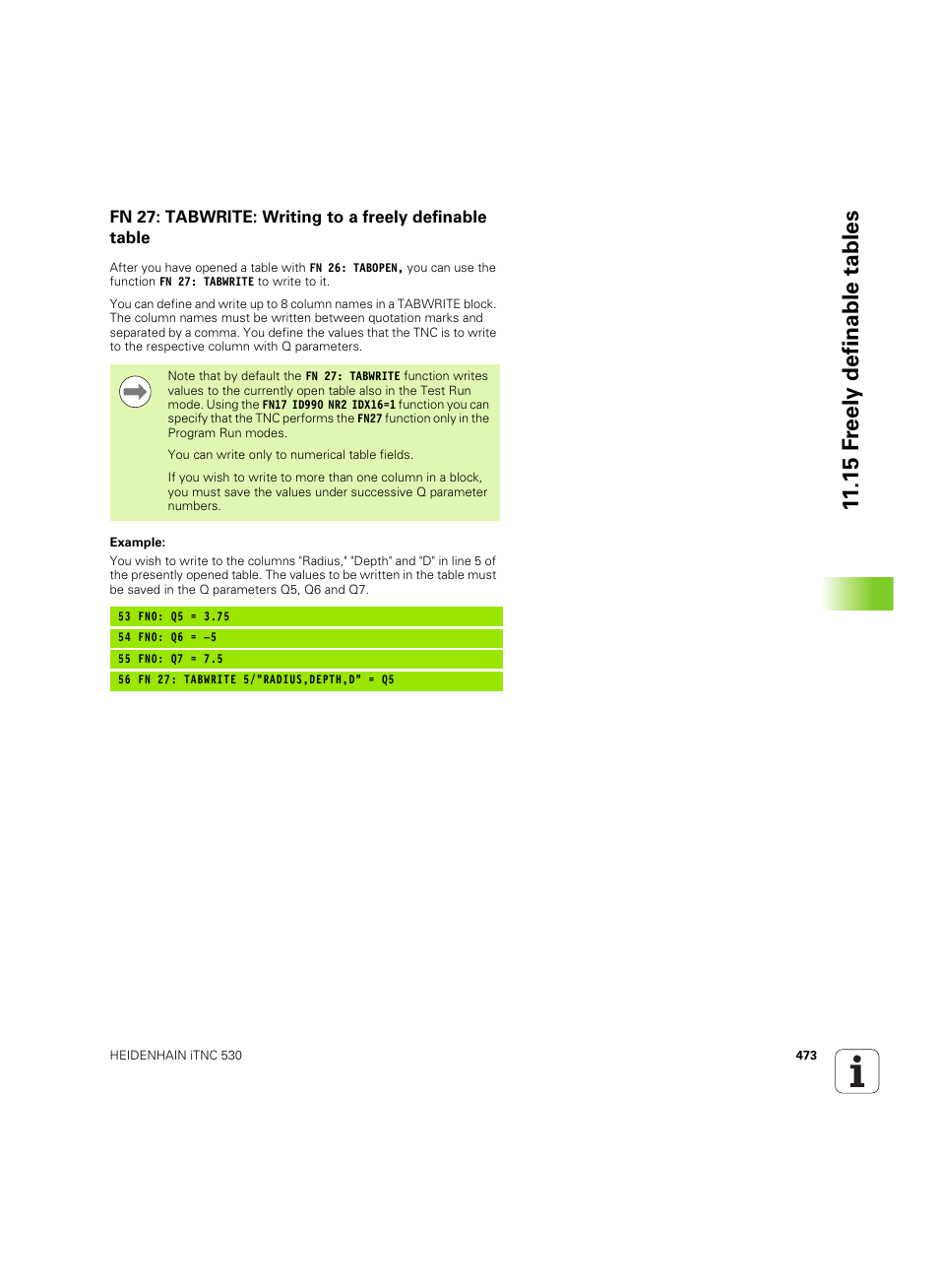 15 f reely definable tables | HEIDENHAIN iTNC 530 (60642x-03) User Manual | Page 473 / 735