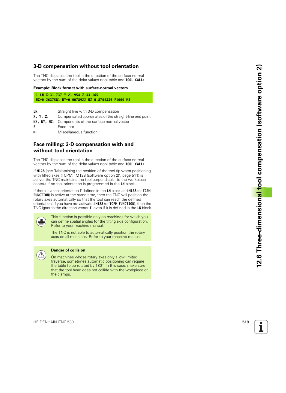 D compensation without tool orientation | HEIDENHAIN iTNC 530 (60642x-03) User Manual | Page 519 / 735