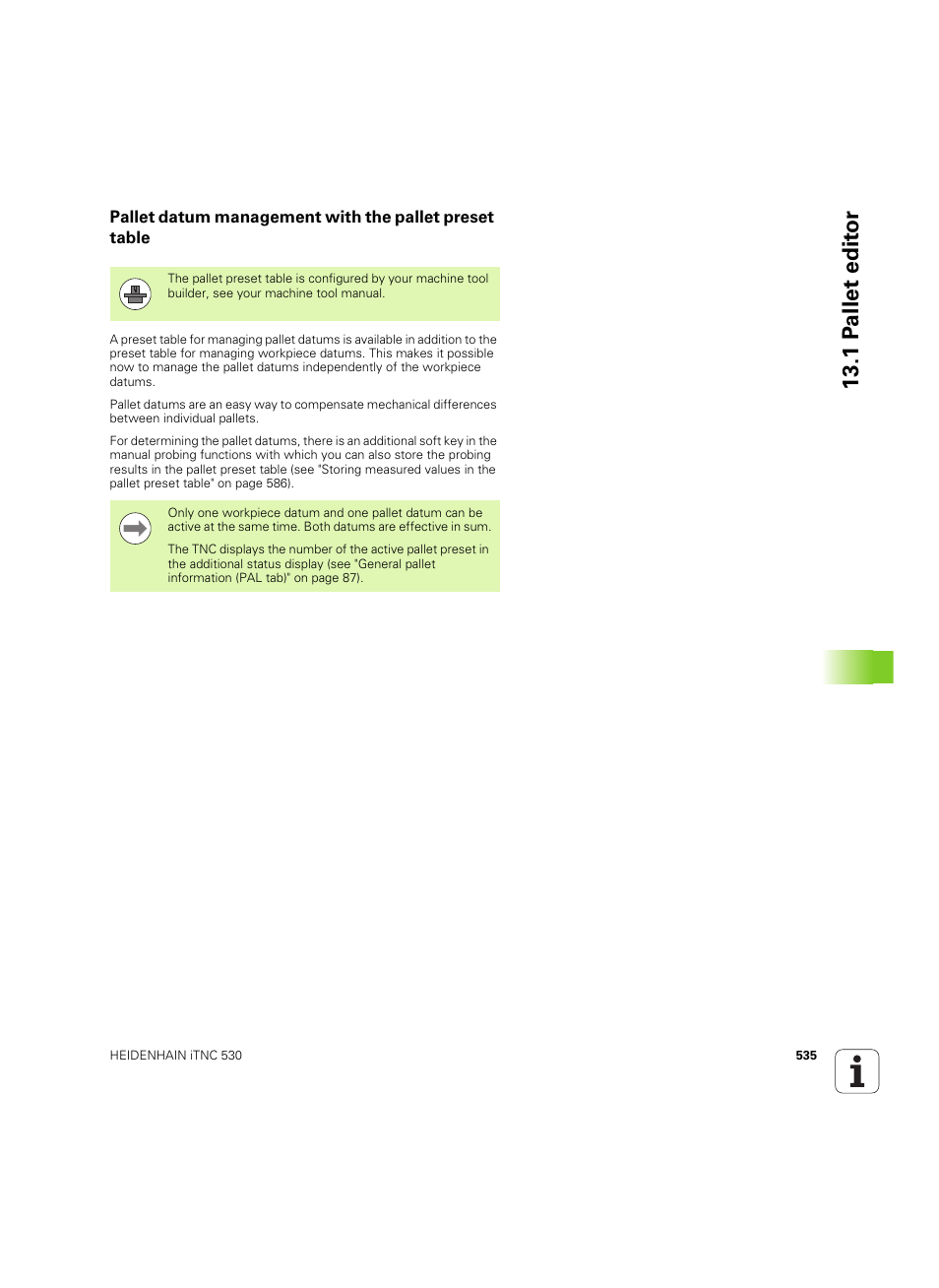 1 p a llet edit or | HEIDENHAIN iTNC 530 (60642x-03) User Manual | Page 535 / 735