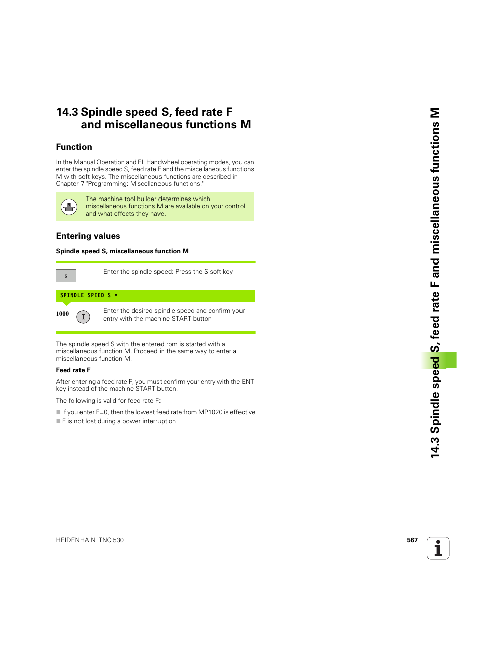 Function, Entering values | HEIDENHAIN iTNC 530 (60642x-03) User Manual | Page 567 / 735