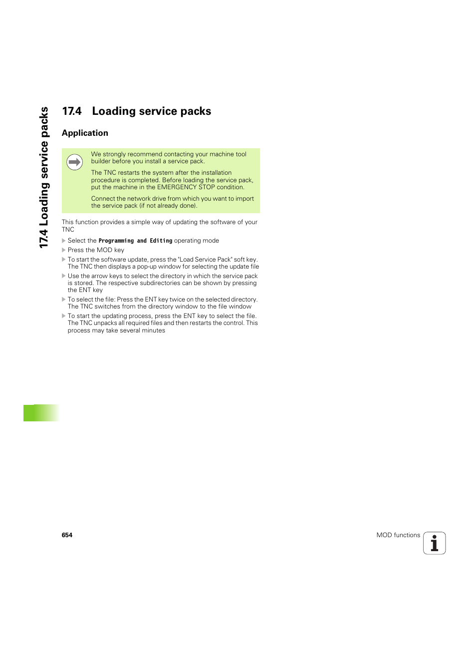 4 loading service packs, Application | HEIDENHAIN iTNC 530 (60642x-03) User Manual | Page 654 / 735