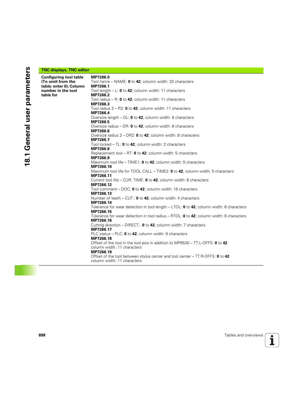 18 .1 gener a l user par a met e rs | HEIDENHAIN iTNC 530 (60642x-03) User Manual | Page 698 / 735