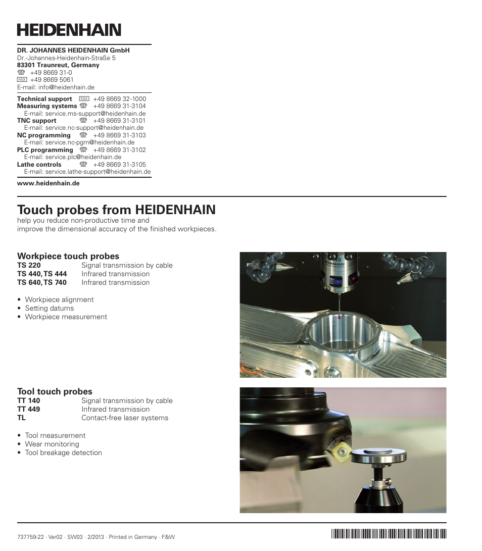 Touch probes from heidenhain | HEIDENHAIN iTNC 530 (60642x-03) User Manual | Page 735 / 735