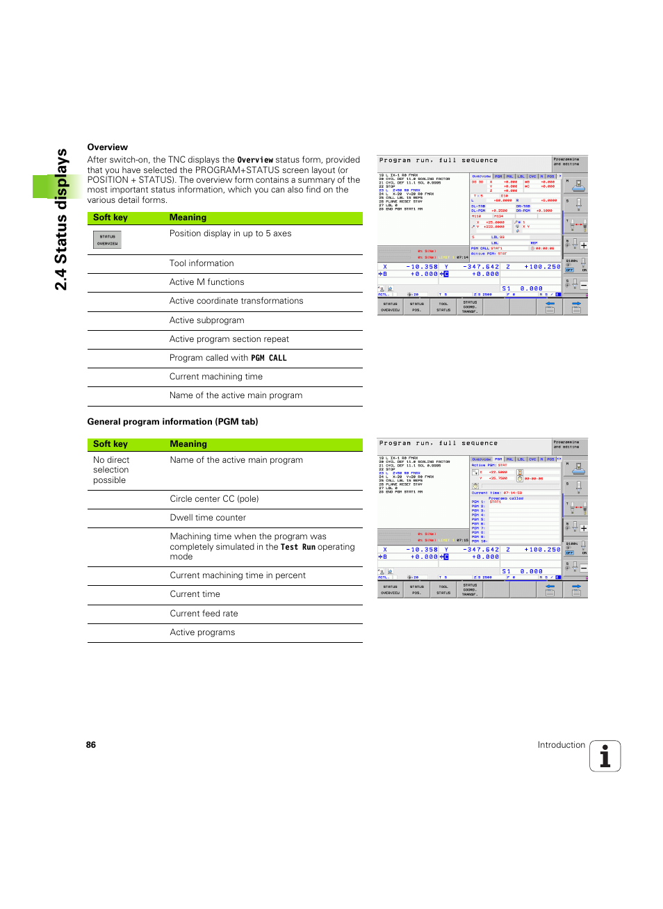 4 stat us displa ys | HEIDENHAIN iTNC 530 (60642x-03) User Manual | Page 86 / 735