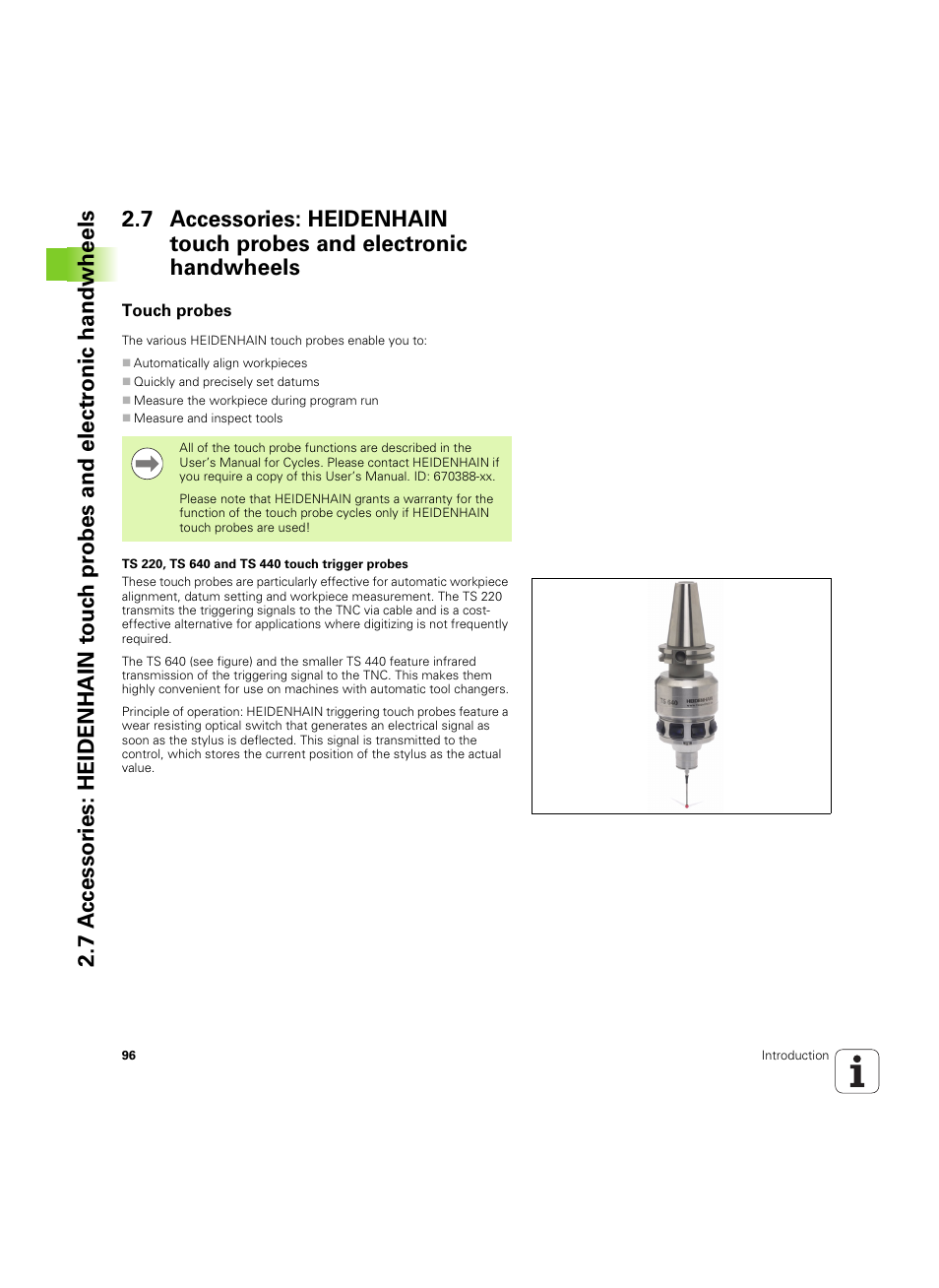 Touch probes | HEIDENHAIN iTNC 530 (60642x-03) User Manual | Page 96 / 735