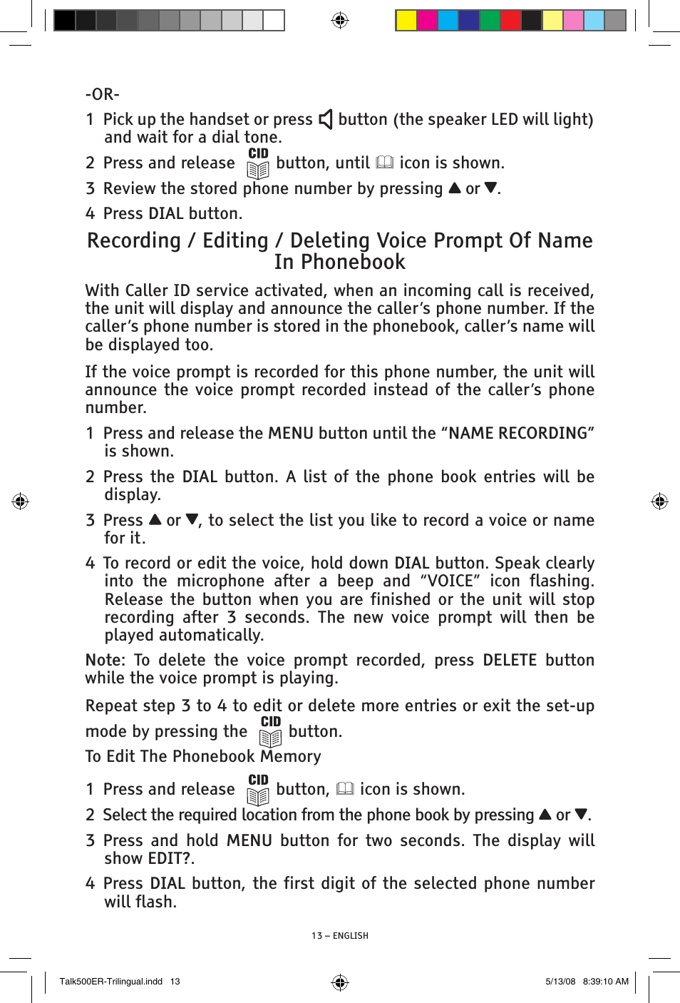 ClearSounds TALK500 ER User Manual | Page 13 / 64