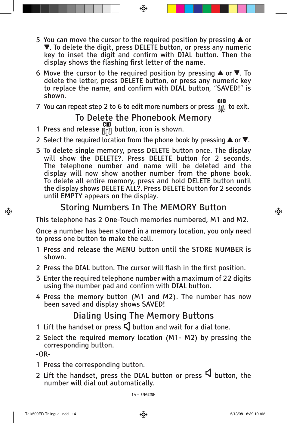ClearSounds TALK500 ER User Manual | Page 14 / 64