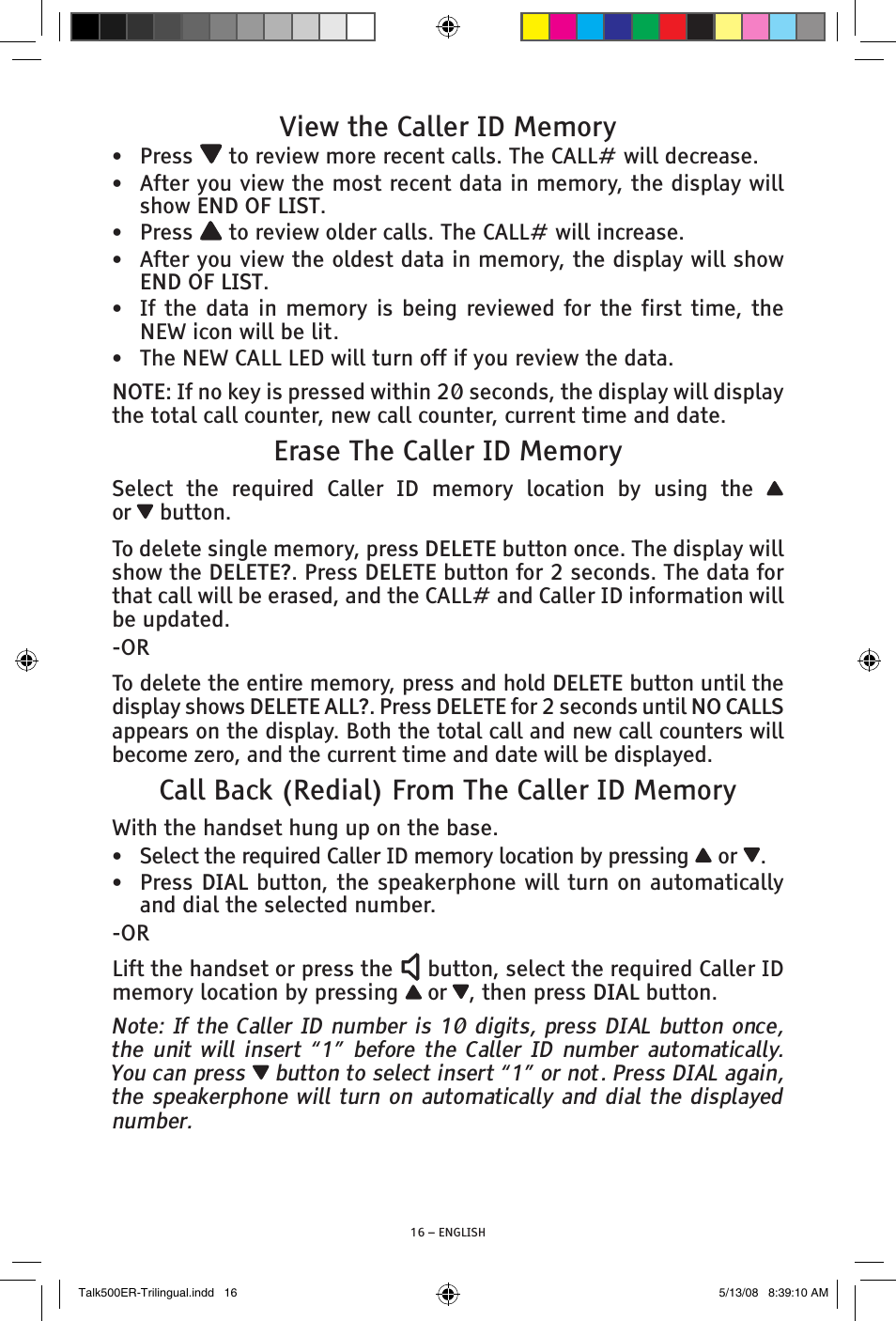 ClearSounds TALK500 ER User Manual | Page 16 / 64