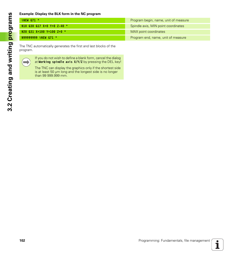 2 cr eating and wr iting pr ogr a ms | HEIDENHAIN iTNC 530 (60642x-03) ISO programming User Manual | Page 102 / 656