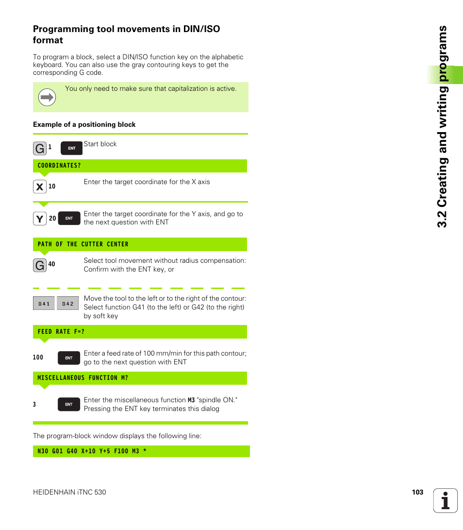 Programming tool movements in din/iso format, 2 cr eating and wr iting pr ogr a ms | HEIDENHAIN iTNC 530 (60642x-03) ISO programming User Manual | Page 103 / 656