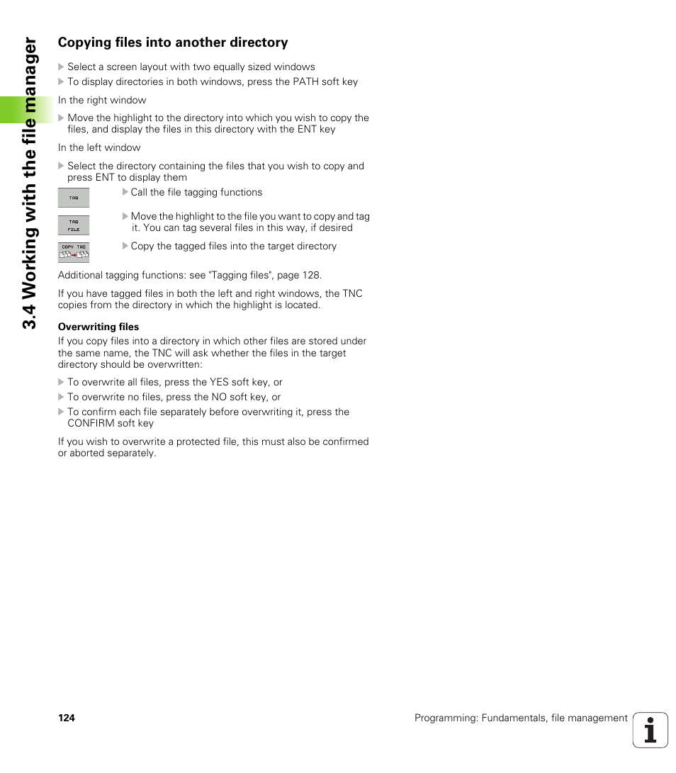 Copying files into another directory, 4 w o rk ing with the file manag e r | HEIDENHAIN iTNC 530 (60642x-03) ISO programming User Manual | Page 124 / 656