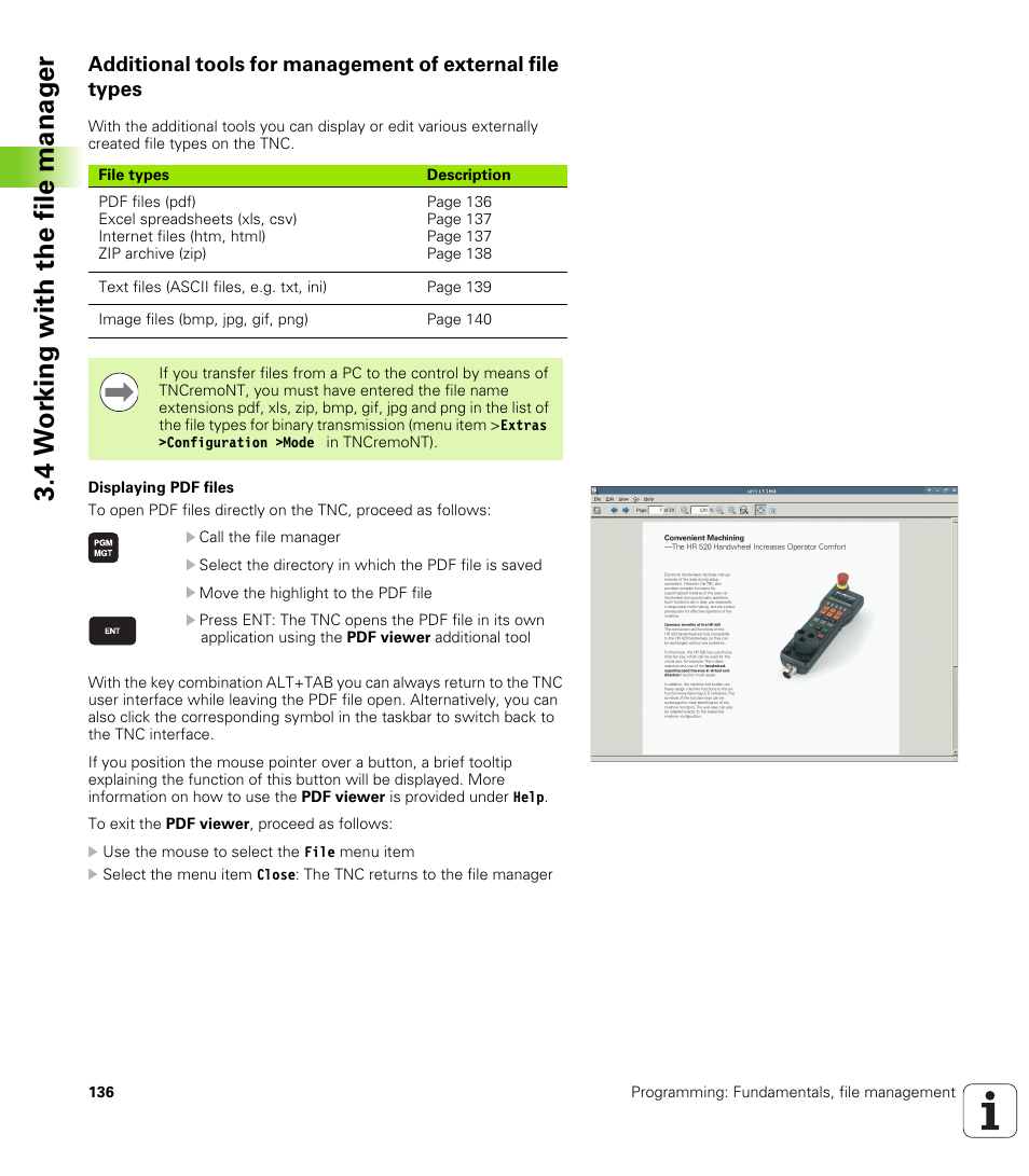 4 w o rk ing with the file manag e r | HEIDENHAIN iTNC 530 (60642x-03) ISO programming User Manual | Page 136 / 656