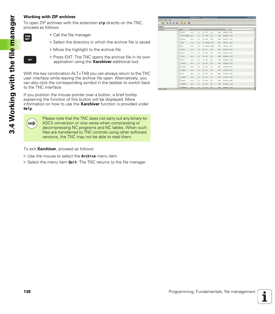 4 w o rk ing with the file manag e r | HEIDENHAIN iTNC 530 (60642x-03) ISO programming User Manual | Page 138 / 656