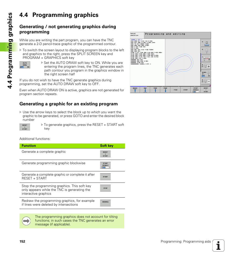 4 programming graphics, Generating a graphic for an existing program, 4 pr ogr amming gr aphics 4.4 programming graphics | HEIDENHAIN iTNC 530 (60642x-03) ISO programming User Manual | Page 152 / 656