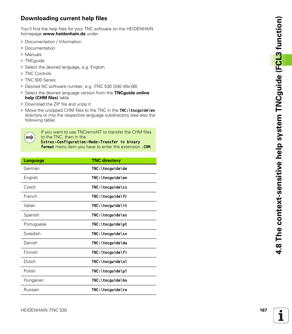 Downloading current help files | HEIDENHAIN iTNC 530 (60642x-03) ISO programming User Manual | Page 167 / 656