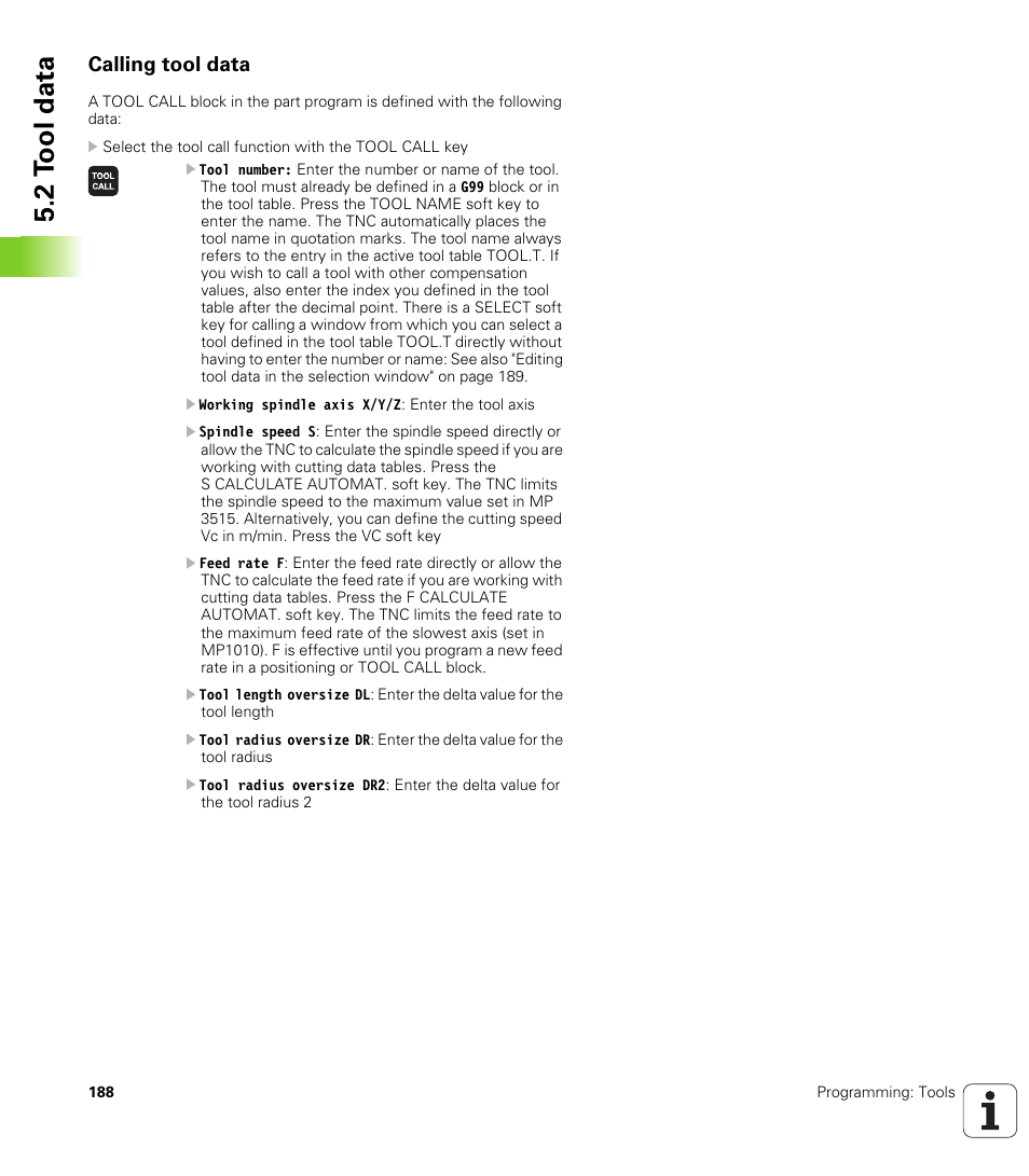 Calling tool data, 2 t ool data | HEIDENHAIN iTNC 530 (60642x-03) ISO programming User Manual | Page 188 / 656