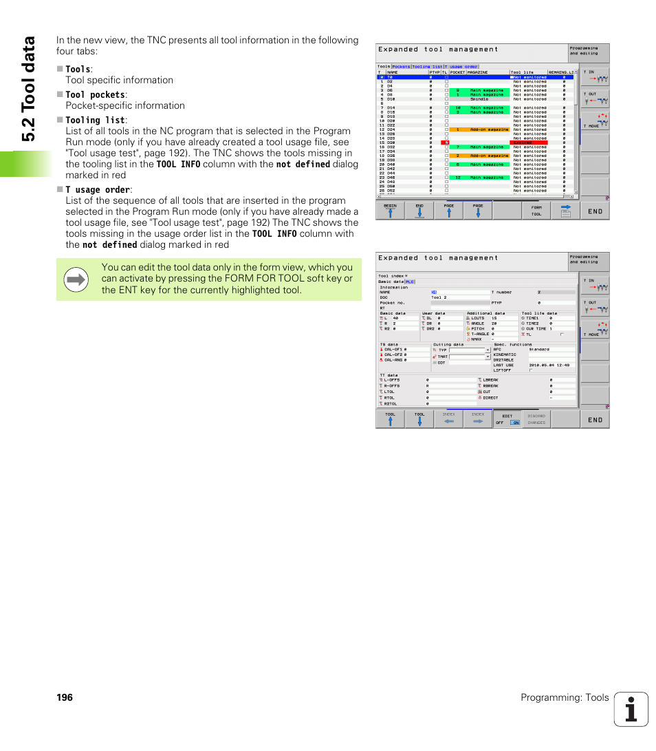 2 t ool data | HEIDENHAIN iTNC 530 (60642x-03) ISO programming User Manual | Page 196 / 656