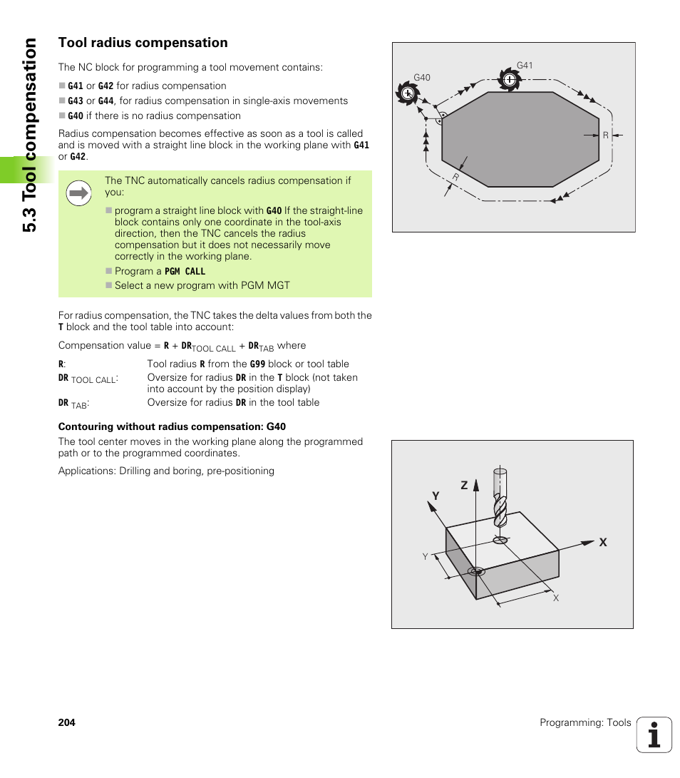 Tool radius compensation, 3 t ool compensation | HEIDENHAIN iTNC 530 (60642x-03) ISO programming User Manual | Page 204 / 656