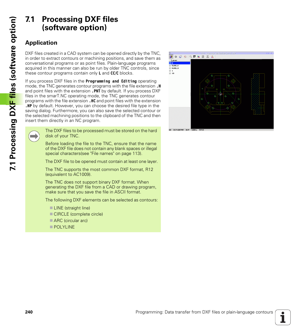 1 processing dxf files (software option), Application | HEIDENHAIN iTNC 530 (60642x-03) ISO programming User Manual | Page 240 / 656