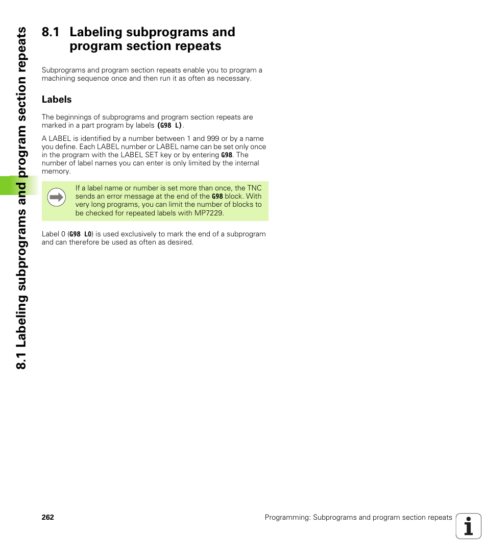 1 labeling subprograms and program section repeats, Labels | HEIDENHAIN iTNC 530 (60642x-03) ISO programming User Manual | Page 262 / 656