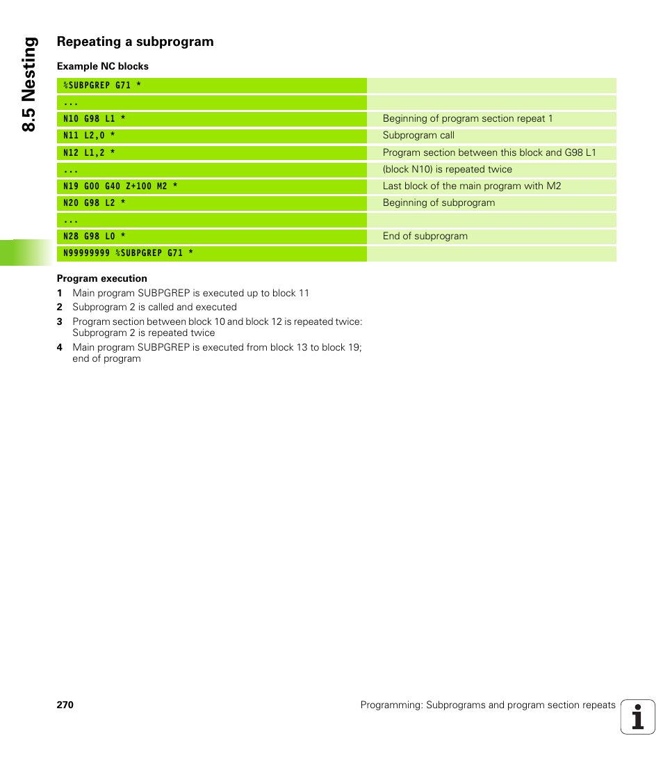 Repeating a subprogram, 5 nesting | HEIDENHAIN iTNC 530 (60642x-03) ISO programming User Manual | Page 270 / 656