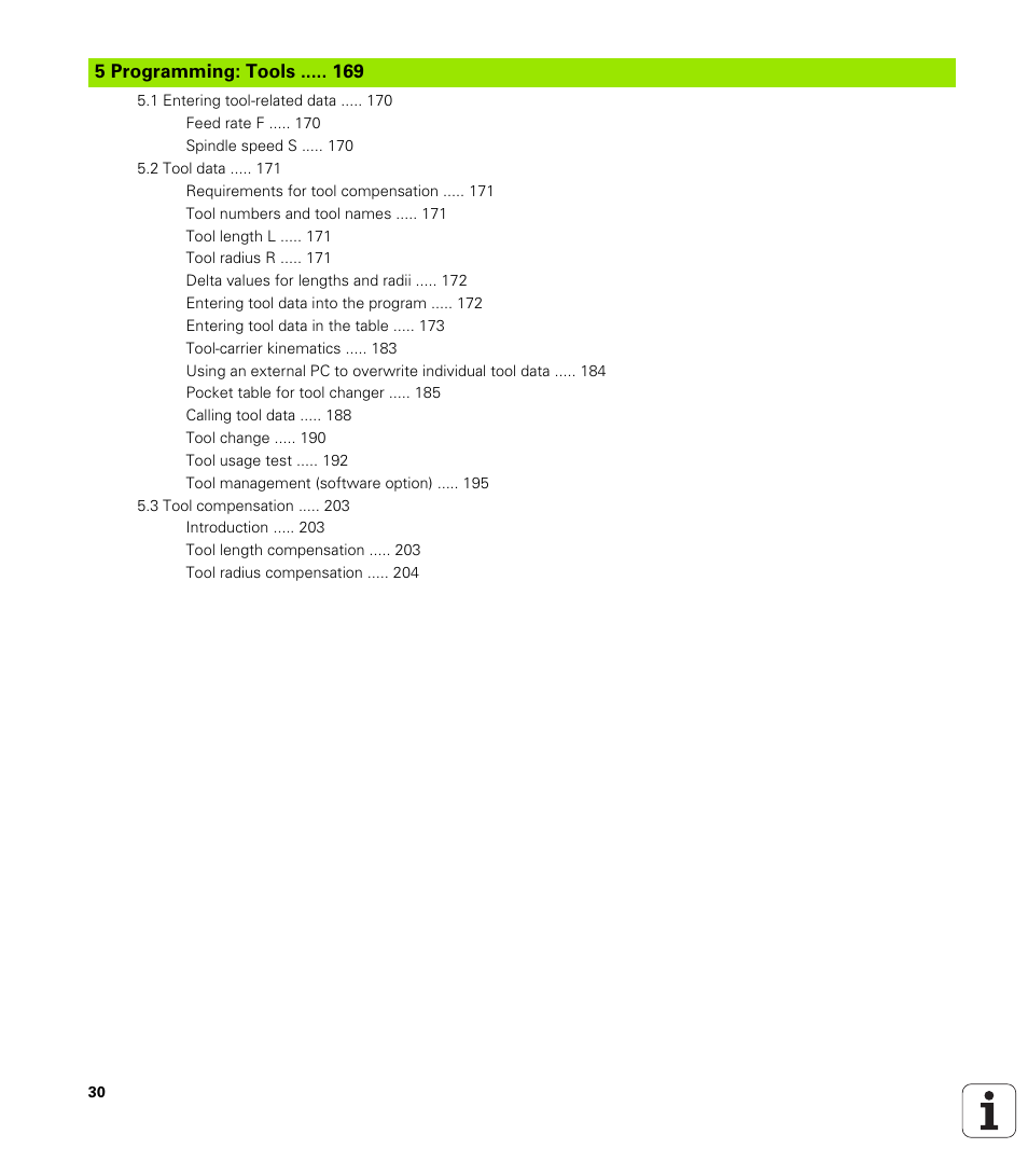 5 programming: tools | HEIDENHAIN iTNC 530 (60642x-03) ISO programming User Manual | Page 30 / 656