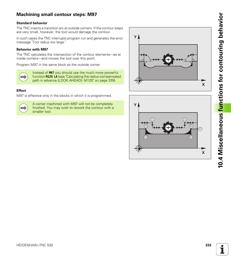 Machining small contour steps: m97 | HEIDENHAIN iTNC 530 (60642x-03) ISO programming User Manual | Page 333 / 656