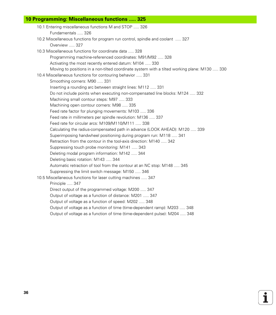 10 programming: miscellaneous functions | HEIDENHAIN iTNC 530 (60642x-03) ISO programming User Manual | Page 36 / 656