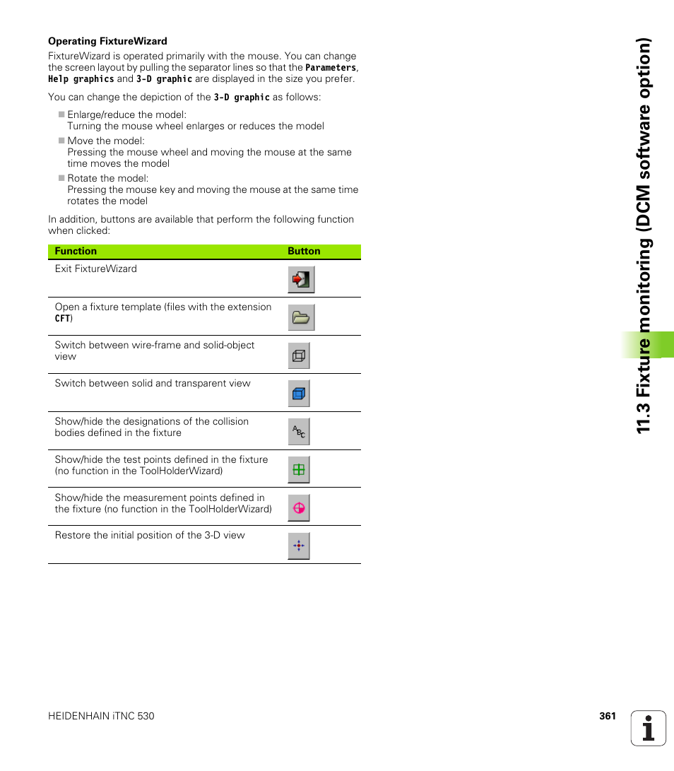 3 fixt ur e monit o ri ng (dcm sof tw a re option) | HEIDENHAIN iTNC 530 (60642x-03) ISO programming User Manual | Page 361 / 656