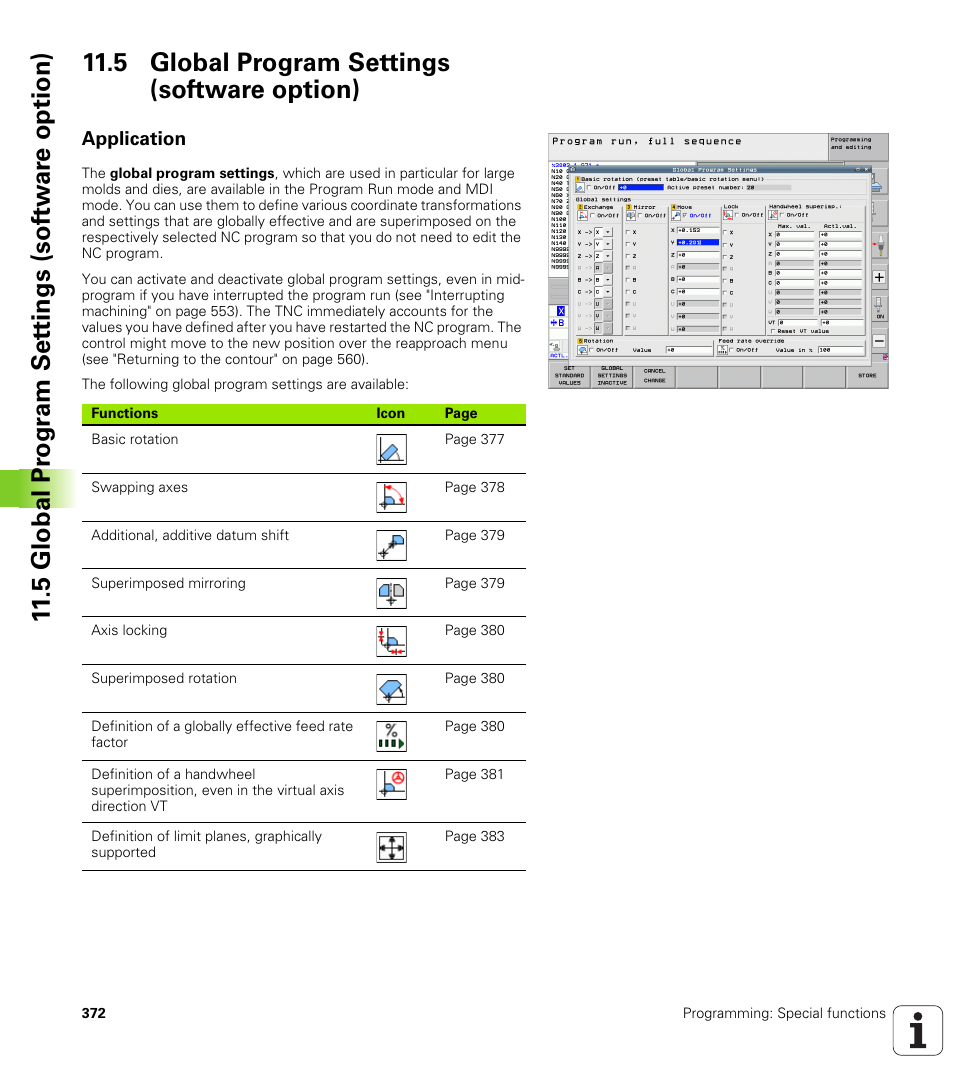 5 global program settings (software option), Application | HEIDENHAIN iTNC 530 (60642x-03) ISO programming User Manual | Page 372 / 656