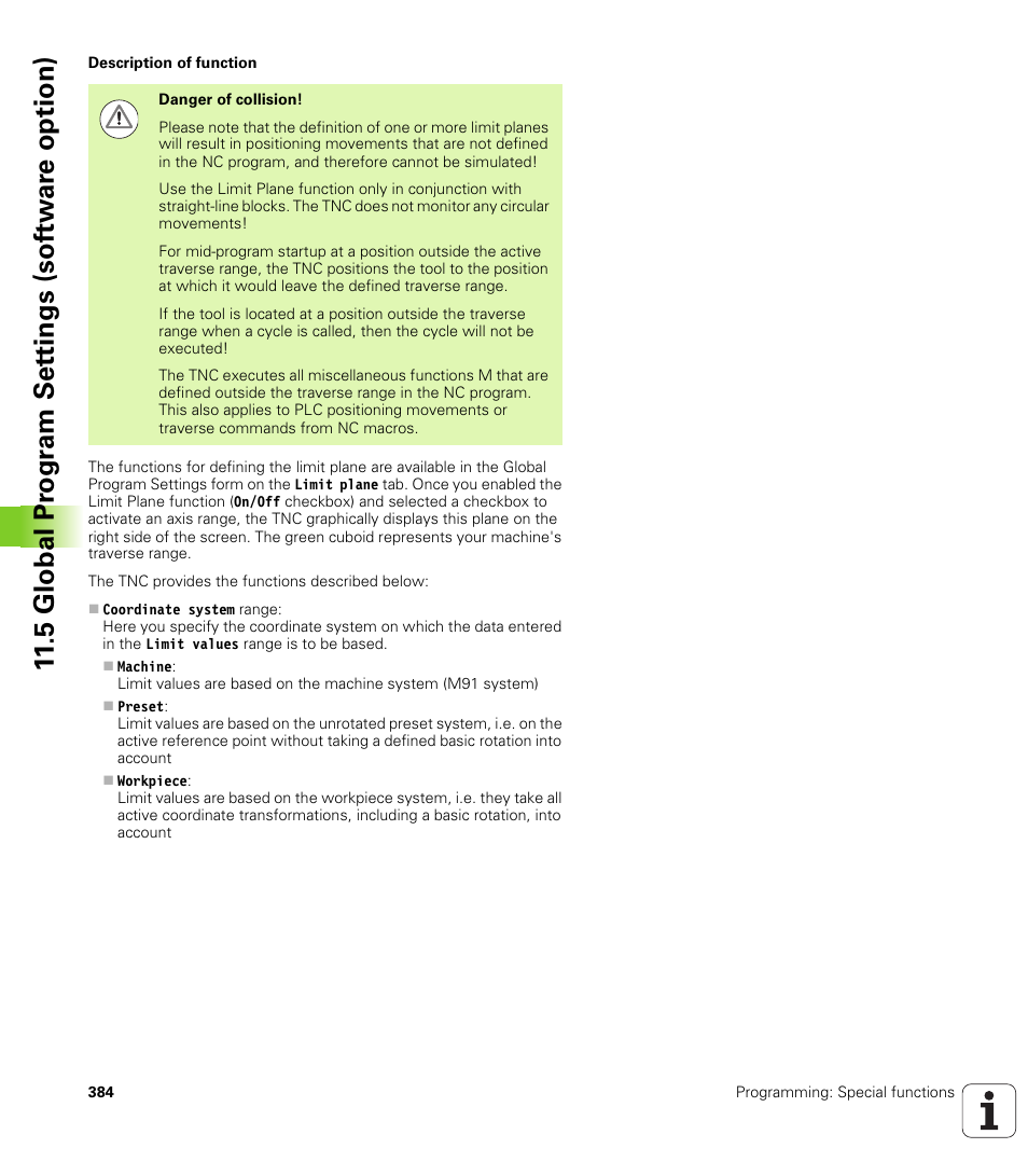 5 global pr ogr a m set tings (sof tw ar e option) | HEIDENHAIN iTNC 530 (60642x-03) ISO programming User Manual | Page 384 / 656