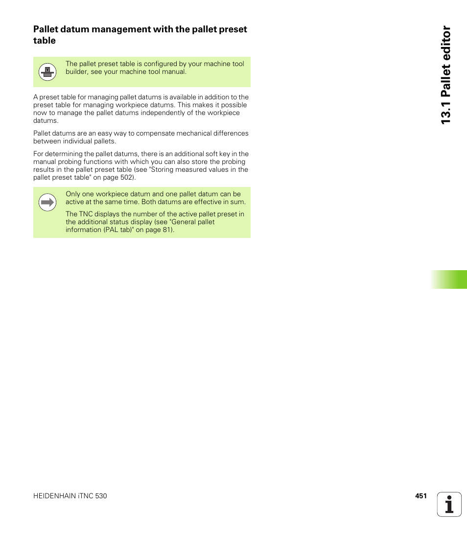 1 p a llet edit or | HEIDENHAIN iTNC 530 (60642x-03) ISO programming User Manual | Page 451 / 656