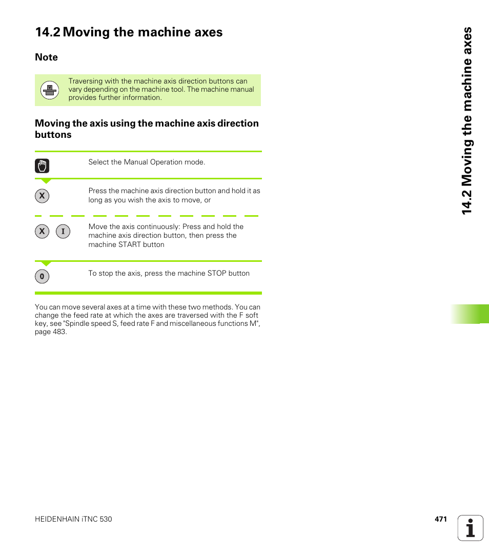 2 moving the machine axes, Note | HEIDENHAIN iTNC 530 (60642x-03) ISO programming User Manual | Page 471 / 656