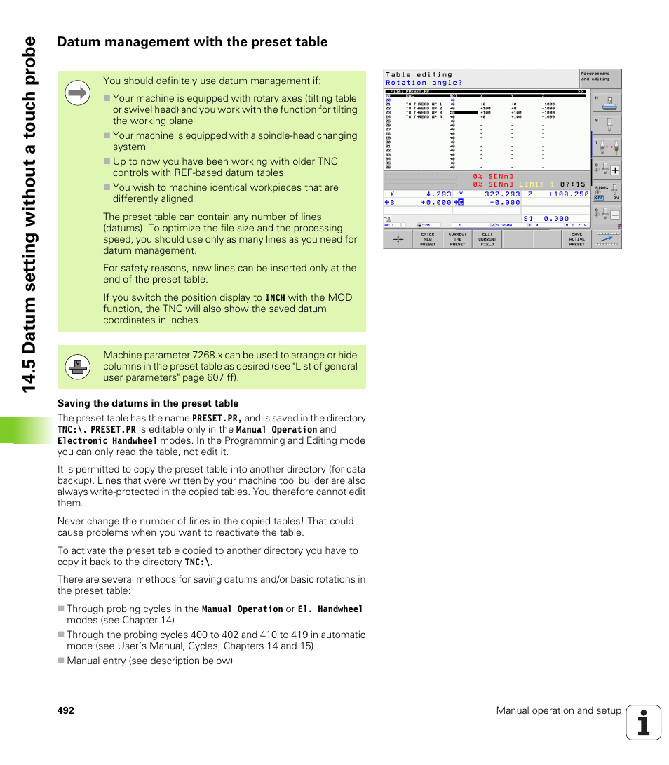 Datum management with the preset table | HEIDENHAIN iTNC 530 (60642x-03) ISO programming User Manual | Page 492 / 656