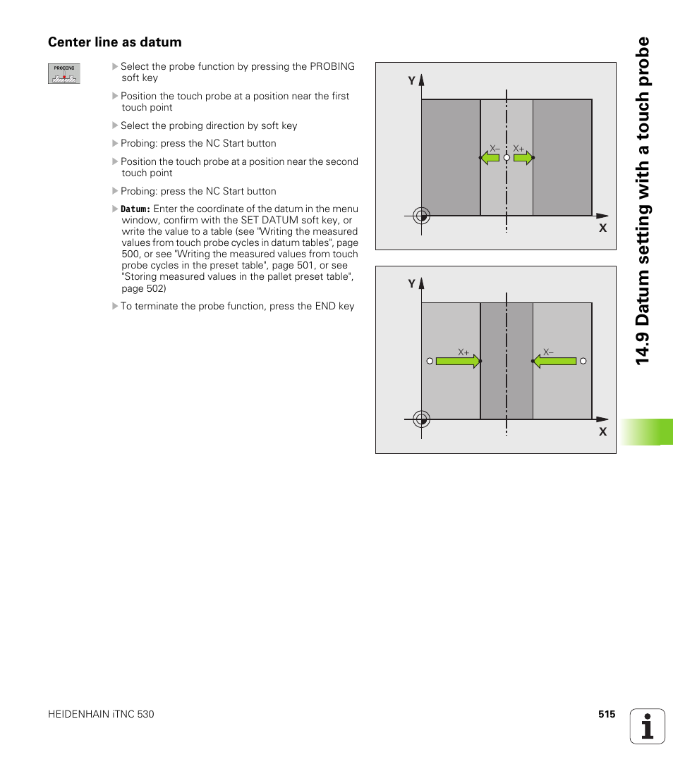 Center line as datum | HEIDENHAIN iTNC 530 (60642x-03) ISO programming User Manual | Page 515 / 656
