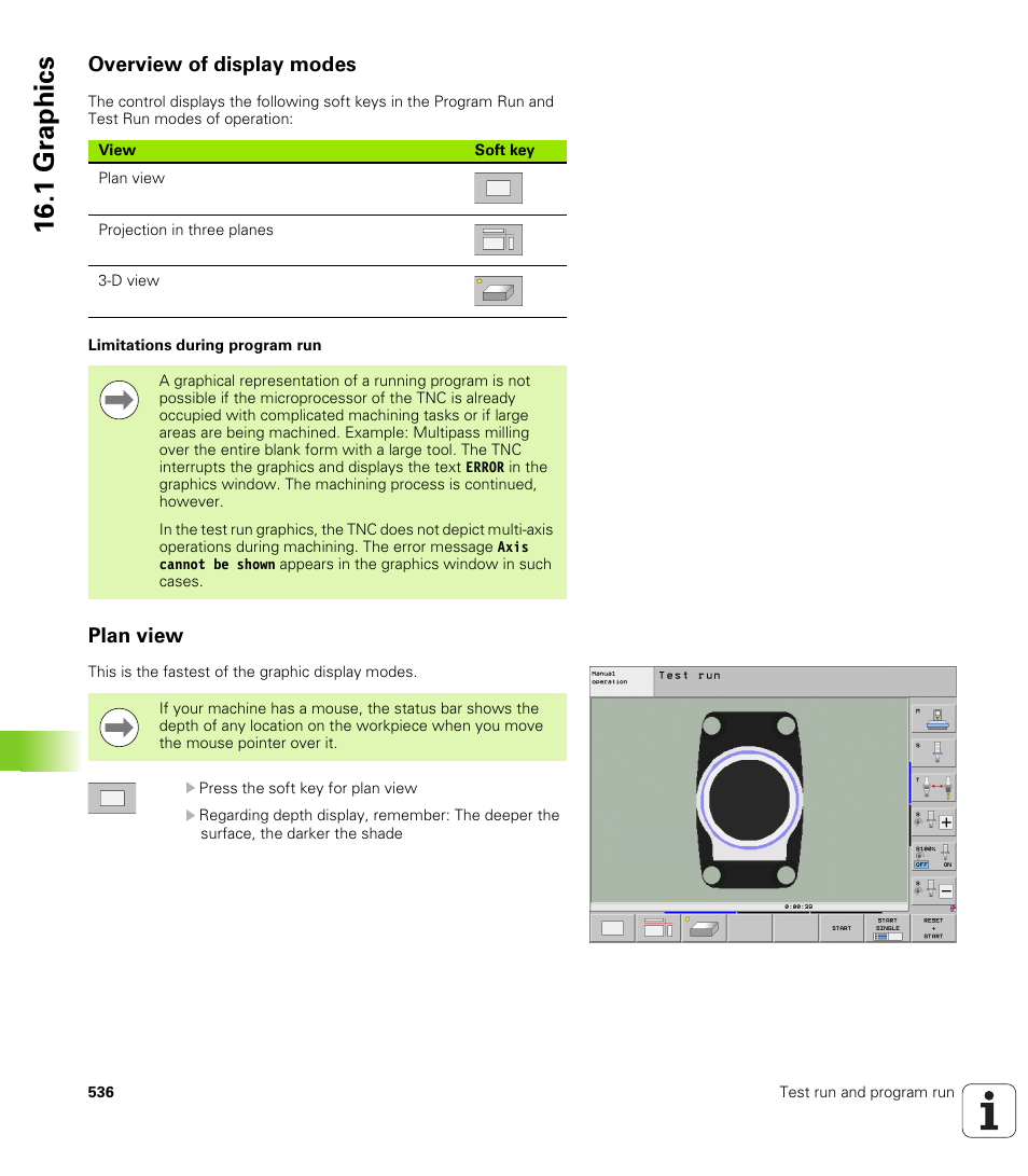 Overview of display modes, Plan view, 1 gr aphics | HEIDENHAIN iTNC 530 (60642x-03) ISO programming User Manual | Page 536 / 656