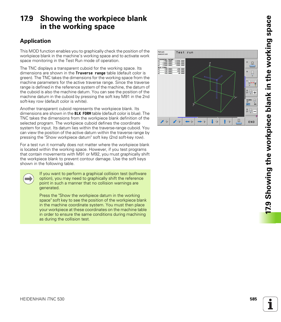 9 showing the workpiece blank in the working space, Application | HEIDENHAIN iTNC 530 (60642x-03) ISO programming User Manual | Page 585 / 656