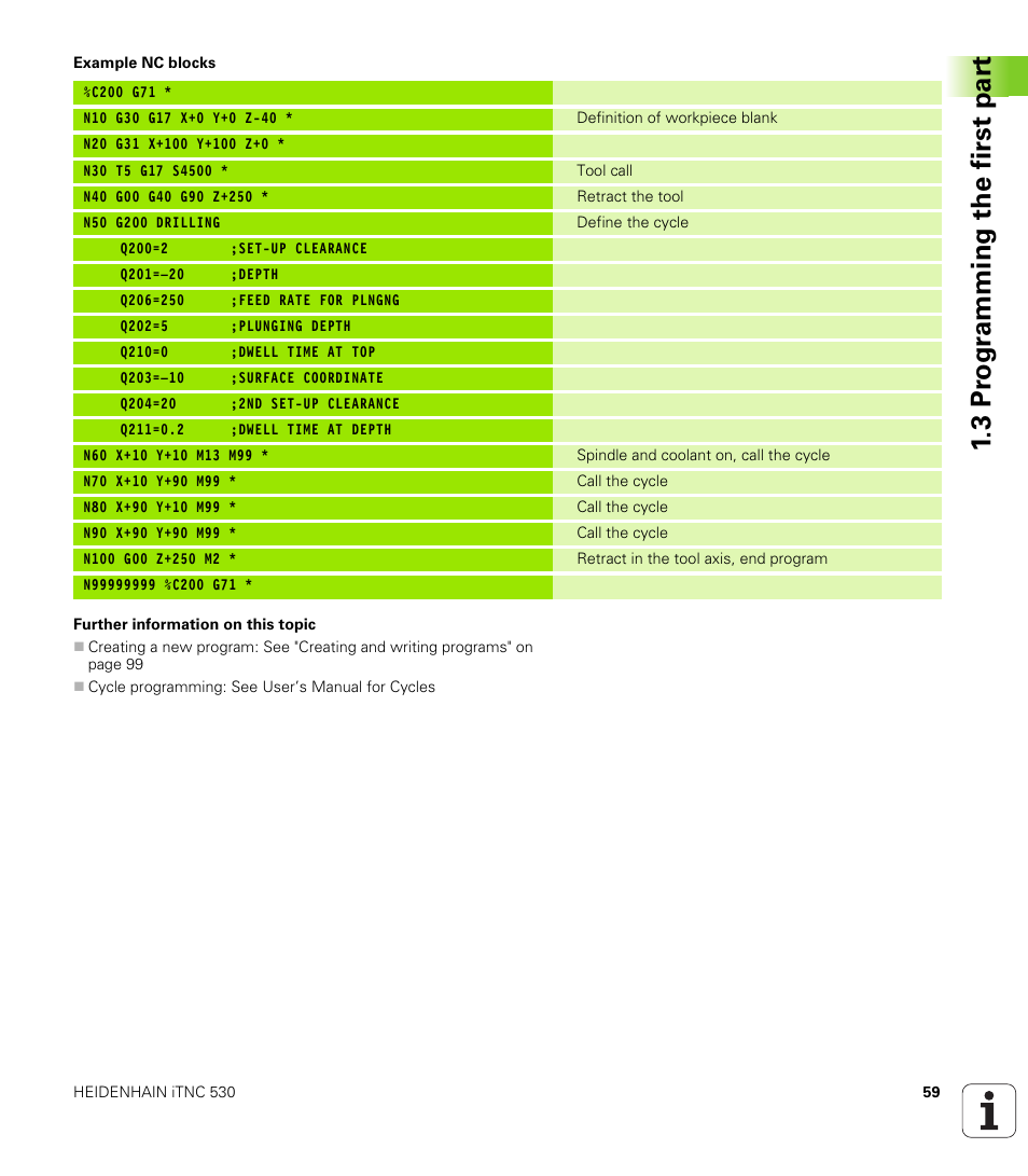 3 pr ogr amming the first par t | HEIDENHAIN iTNC 530 (60642x-03) ISO programming User Manual | Page 59 / 656