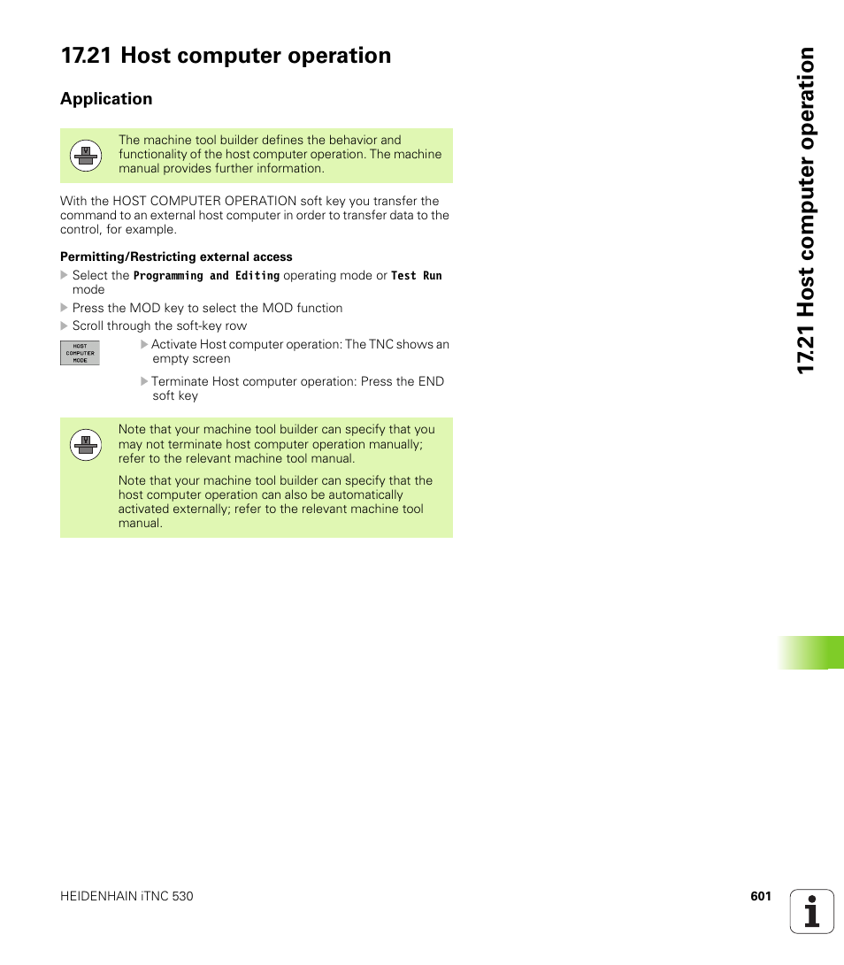 21 host computer operation, Application | HEIDENHAIN iTNC 530 (60642x-03) ISO programming User Manual | Page 601 / 656