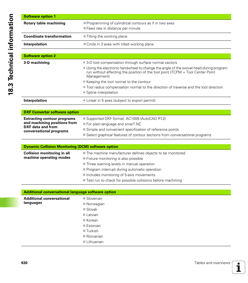 18 .3 t e c hnical inf o rm ation | HEIDENHAIN iTNC 530 (60642x-03) ISO programming User Manual | Page 630 / 656