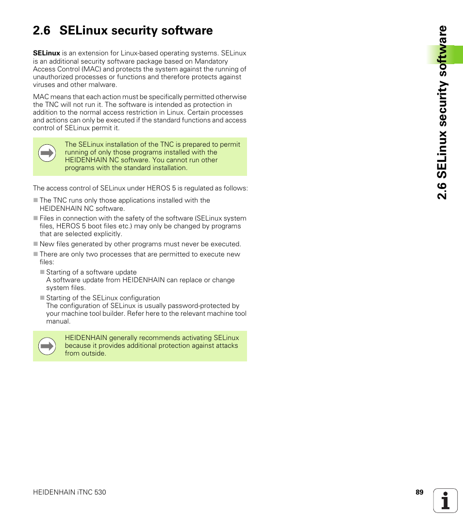 6 selinux security software | HEIDENHAIN iTNC 530 (60642x-03) ISO programming User Manual | Page 89 / 656