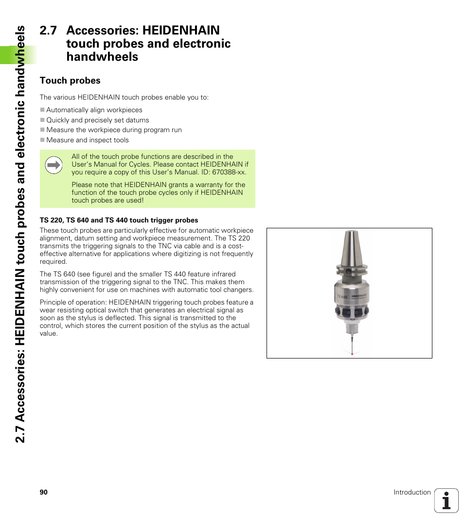 Touch probes | HEIDENHAIN iTNC 530 (60642x-03) ISO programming User Manual | Page 90 / 656