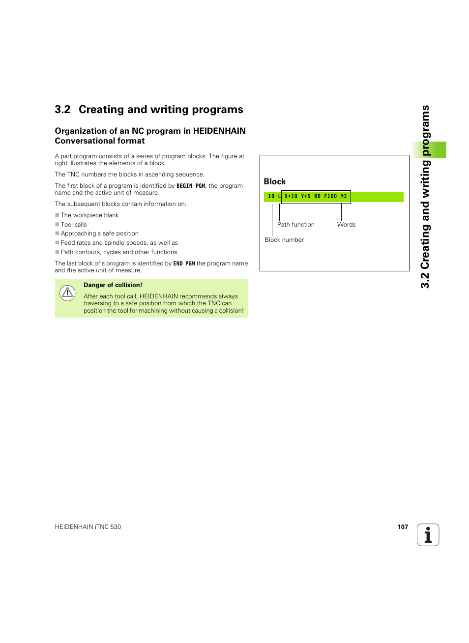 2 creating and writing programs | HEIDENHAIN iTNC 530 (60642x-04) User Manual | Page 107 / 747
