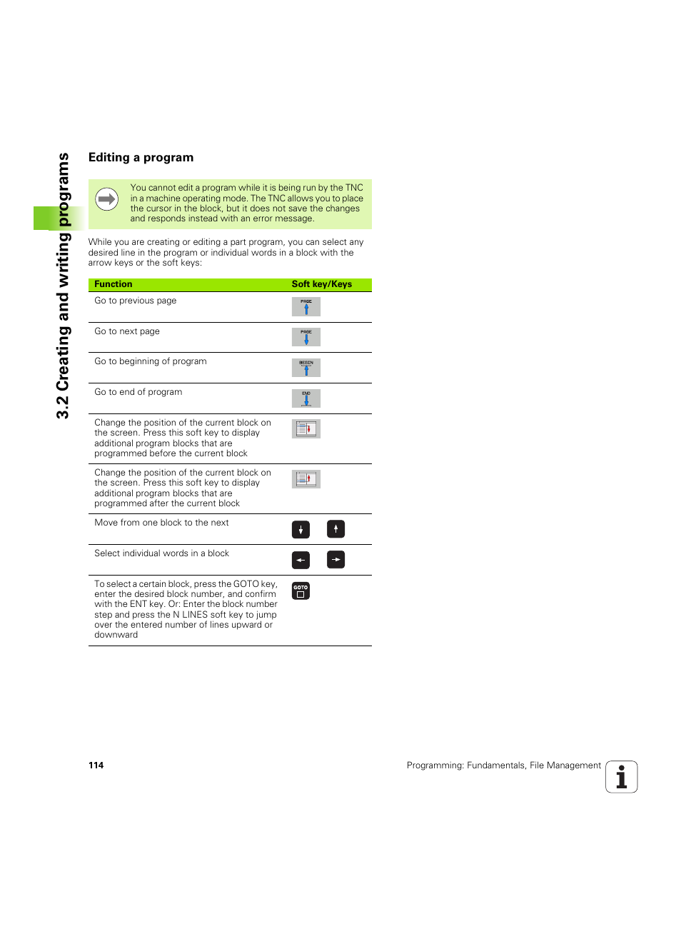 Editing a program, 2 cr eating and wr iting pr ogr a ms | HEIDENHAIN iTNC 530 (60642x-04) User Manual | Page 114 / 747