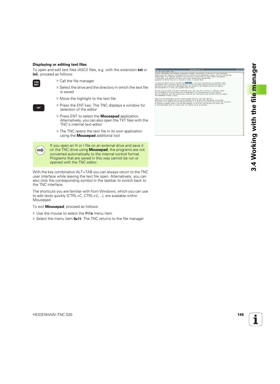 4 w o rk ing with the file manag e r | HEIDENHAIN iTNC 530 (60642x-04) User Manual | Page 149 / 747