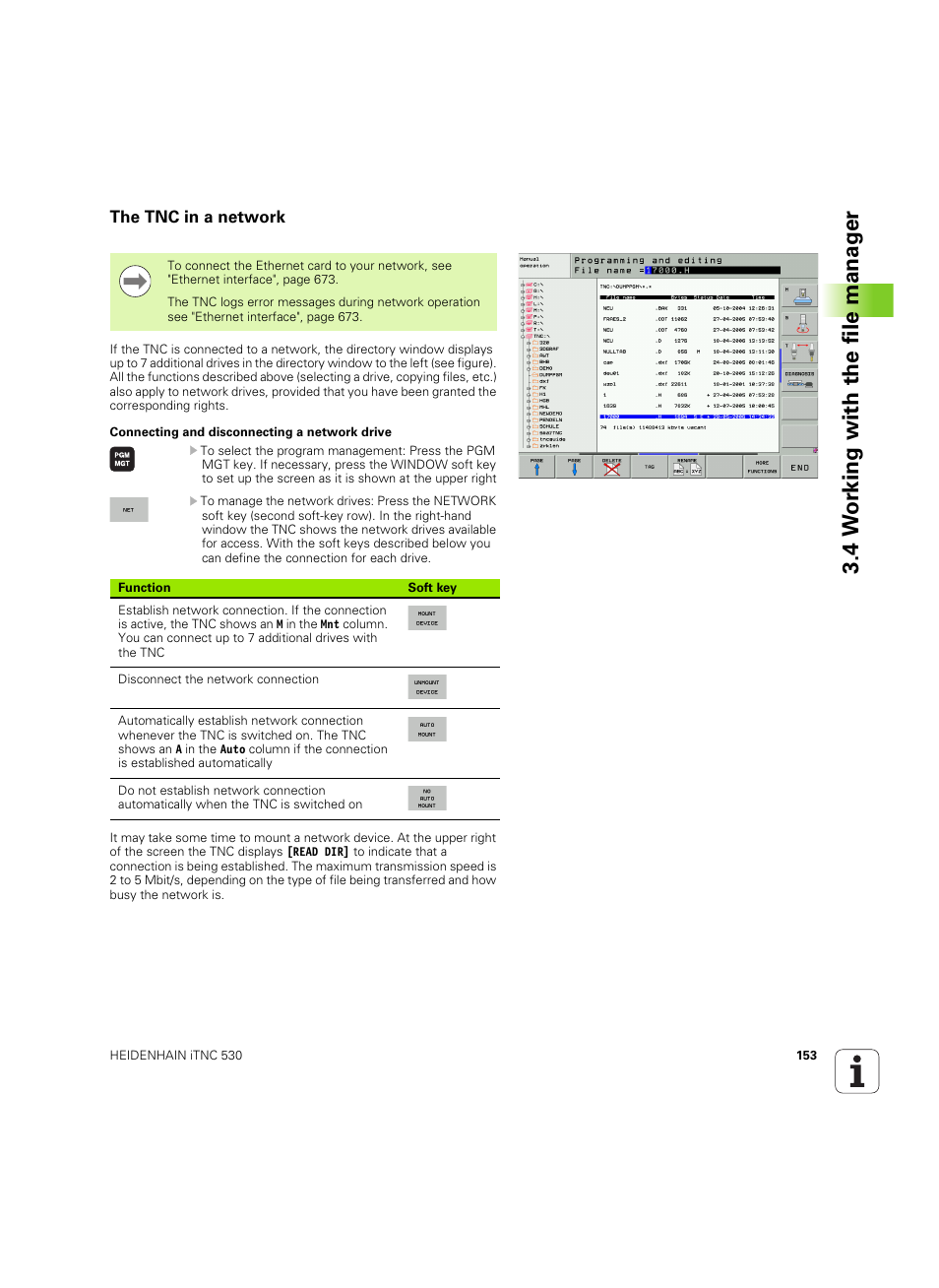The tnc in a network, 4 w o rk ing with the file manag e r | HEIDENHAIN iTNC 530 (60642x-04) User Manual | Page 153 / 747