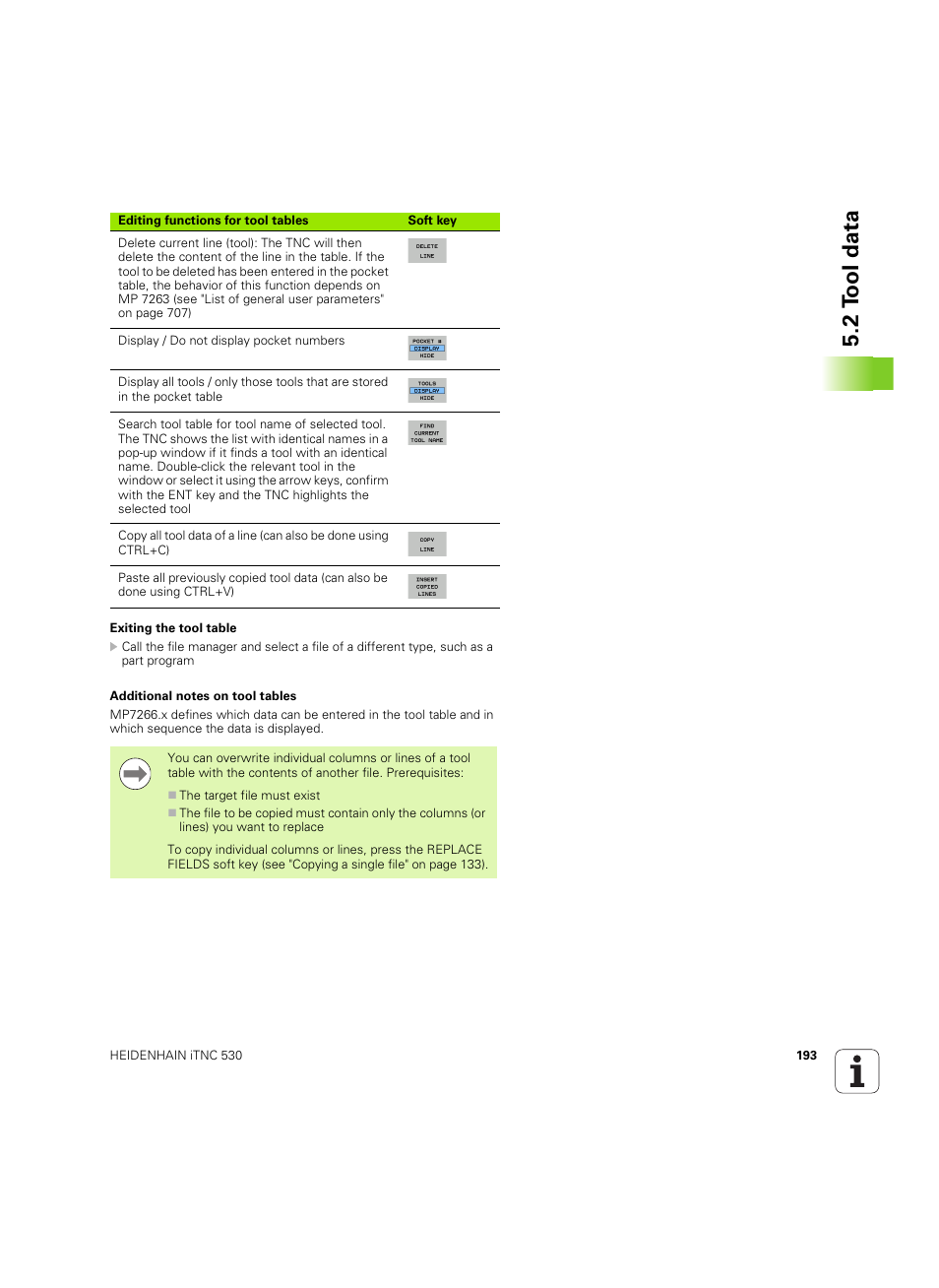 2 t ool data | HEIDENHAIN iTNC 530 (60642x-04) User Manual | Page 193 / 747