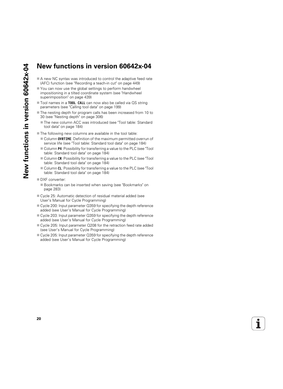 New functions in version 60642x-04 | HEIDENHAIN iTNC 530 (60642x-04) User Manual | Page 20 / 747