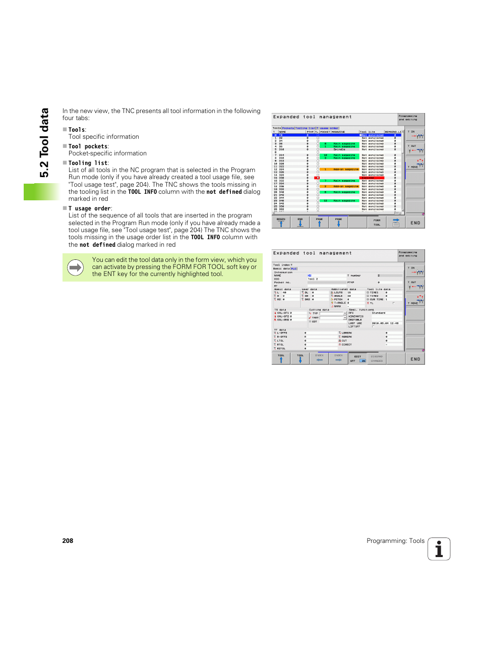 2 t ool data | HEIDENHAIN iTNC 530 (60642x-04) User Manual | Page 208 / 747