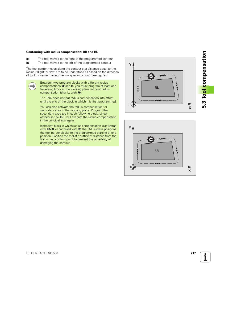 3 t ool compensation | HEIDENHAIN iTNC 530 (60642x-04) User Manual | Page 217 / 747